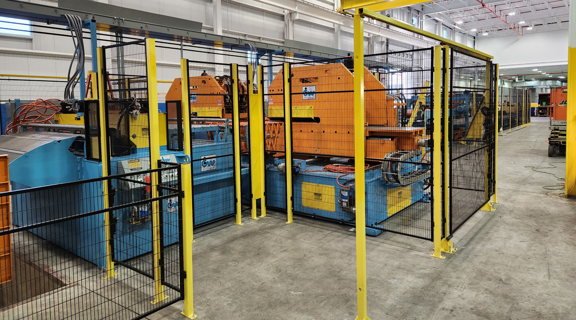 60 in x 0.125 in x 84 x 30,000 lb. Flexible Fabrication System, flex-fab, flexible fabrication, flex-fab system, flexible fabrication system, punching, notching, tooling, part blanking, stacking, cut-to-length, cut to length, ctl, coil line, coil processing line, coil processing system, coil system, Diemation, tooling stations, servo tooling, tooling head, adjustable tooling, servo positioning, stock reel, uncoiler, coil reel, payoff reel, pull-off reel, pull-off stock reel, pull-off style payoff, coil reel, coil car, coil cart, coil buggy, coil storage rack, coil rack, hold-down peeler station, hold down peeler, hold-down arm, hold down arm, powered rider roll, powered wheel, hold-down wheel, peeler table, peeler blade, handwheel edge guides, stock guides, edge guides, straightener, powered stock straightener, stock straightener, metal coil straightener, pinch roll stand, threading tables, looping pit tables, servo feed, servo roll feed, servofeed, 4-roll feed, four roll feed, roll feed, press feed, cutoff shear, hydraulic shear, bow-tie shear, cutoff, runout conveyor, runout & inspection conveyor, inspection conveyor, belt conveyor, reject conveyor, reject station, reject belt conveyor, reject belt station, stacker, drop stacker, direct drop stacker, pull-back stacker, air stacker, part stacker, load conveyor, pallet load conveyor, discharge conveyor, chain conveyor, roller conveyor, touchscreen, touchscreen control, consolidated control, total system control, full-color touchscreen, touchscreen HMI, perimeter guarding, perimeter fence